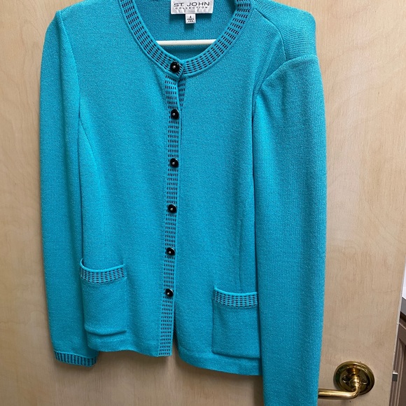 Turquoise St John cardigan, size 4 - Picture 1 of 1